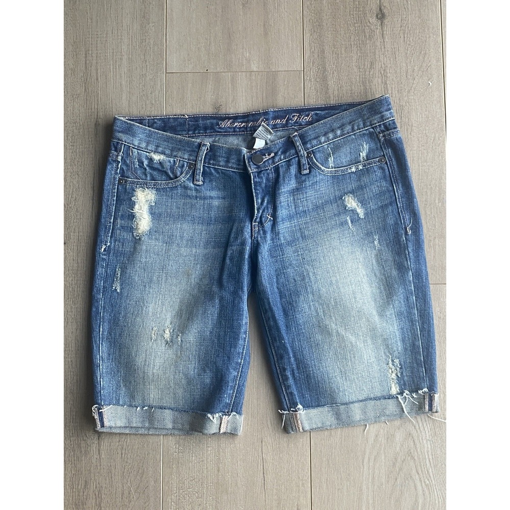 Abercrombie & Fitch‎ Distressed Denim Bermuda Shorts Size 2 100% Cotton
